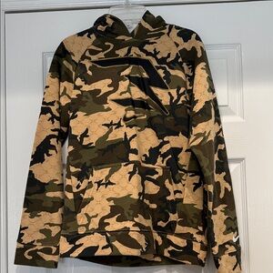 Nike Tan and Green Camouflage Hoodie